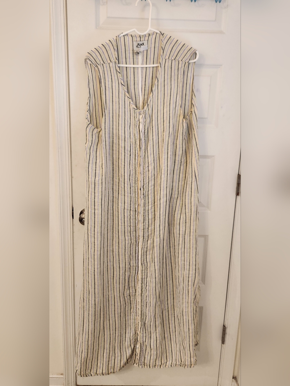 Flax Striped Button Down Maxi Dress Size 1X READ #NN1310